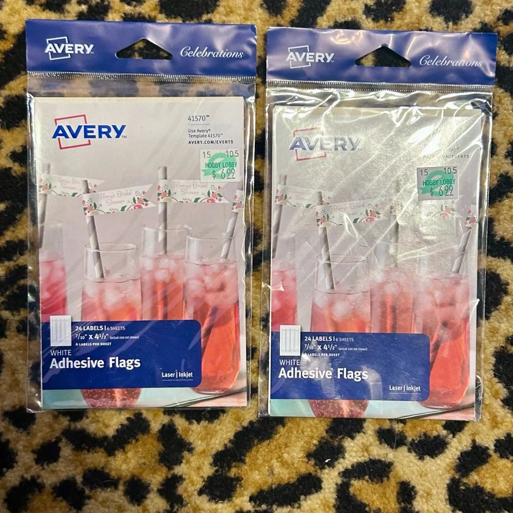 Lot of 3 Avery Square & Flag Labels. *NEW